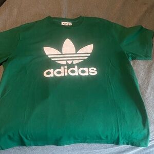 Adidas Green Tee with White Trefoil Logo